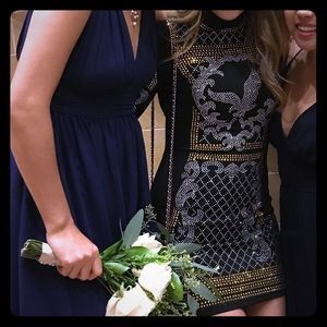 Rhinestone bodycon dress in navy